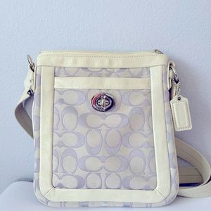 Coach Signature lavender and cream slim crossbody